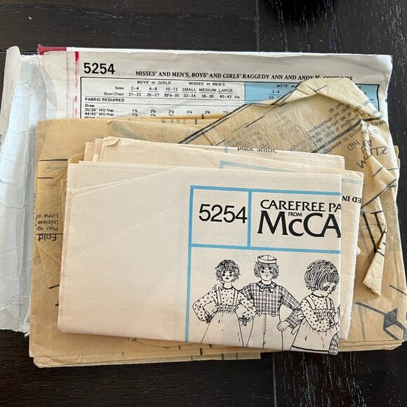 Vintage Raggedy Ann Doll 19" & MCCALL's Pattern 5254 Kids and Adults Untested - Picture 6 of 7